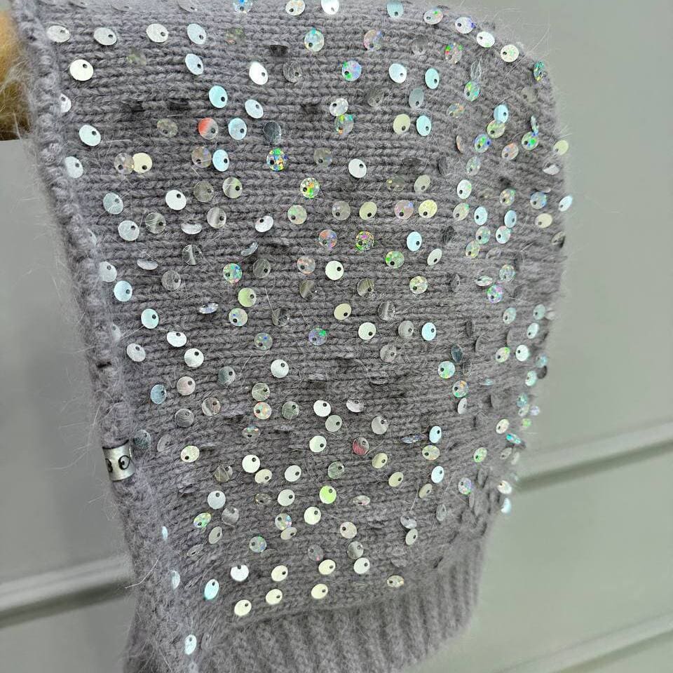 SALE Чепчики с королевскими пайетками (Серый)