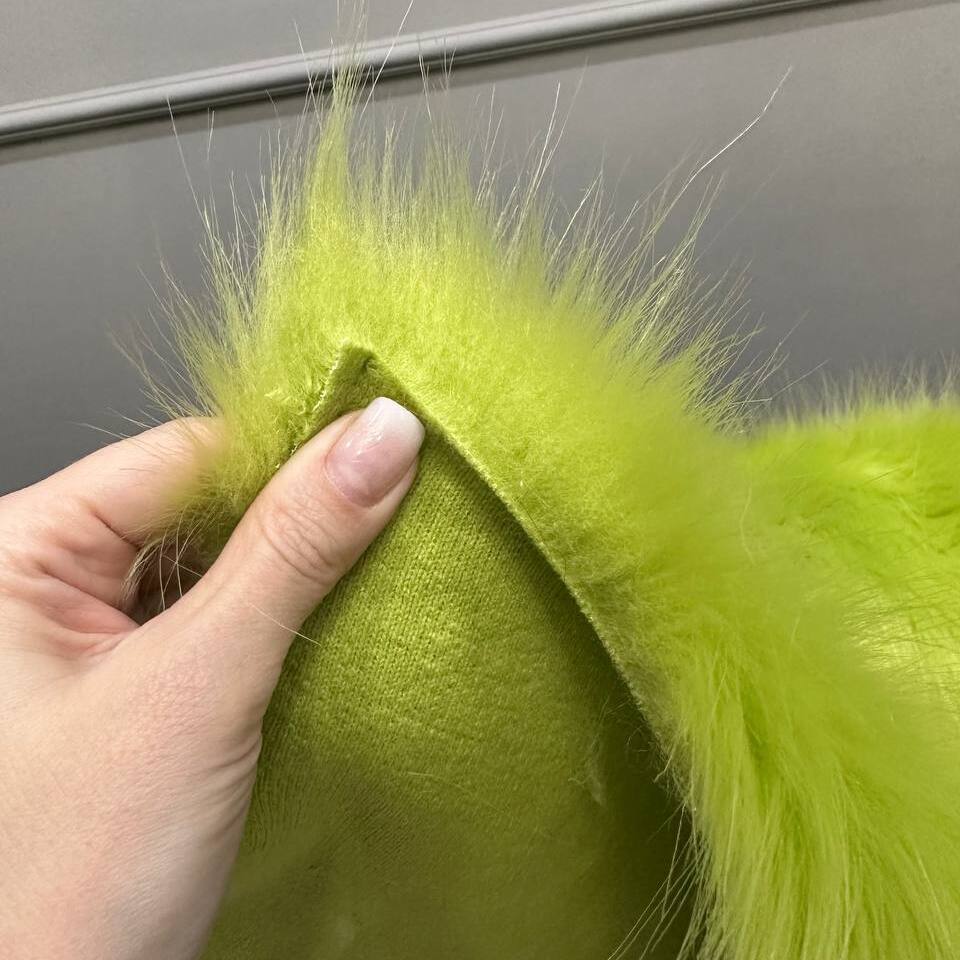 Мех искусственный Песец 4 см,отрез (Салатовый, 50х40)