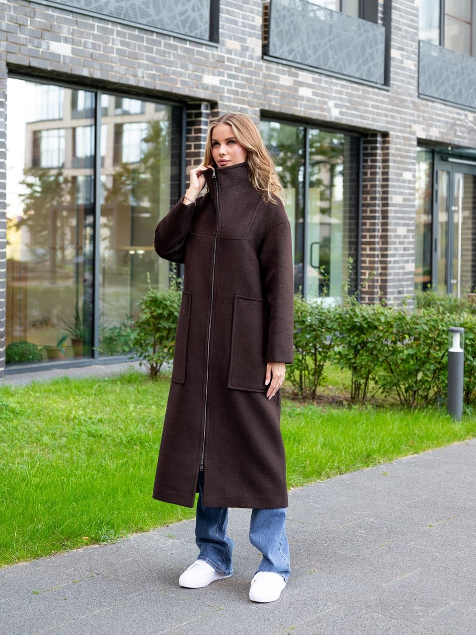 Пальто на молнии (Под заказ) (Шоколад, 46р.)
