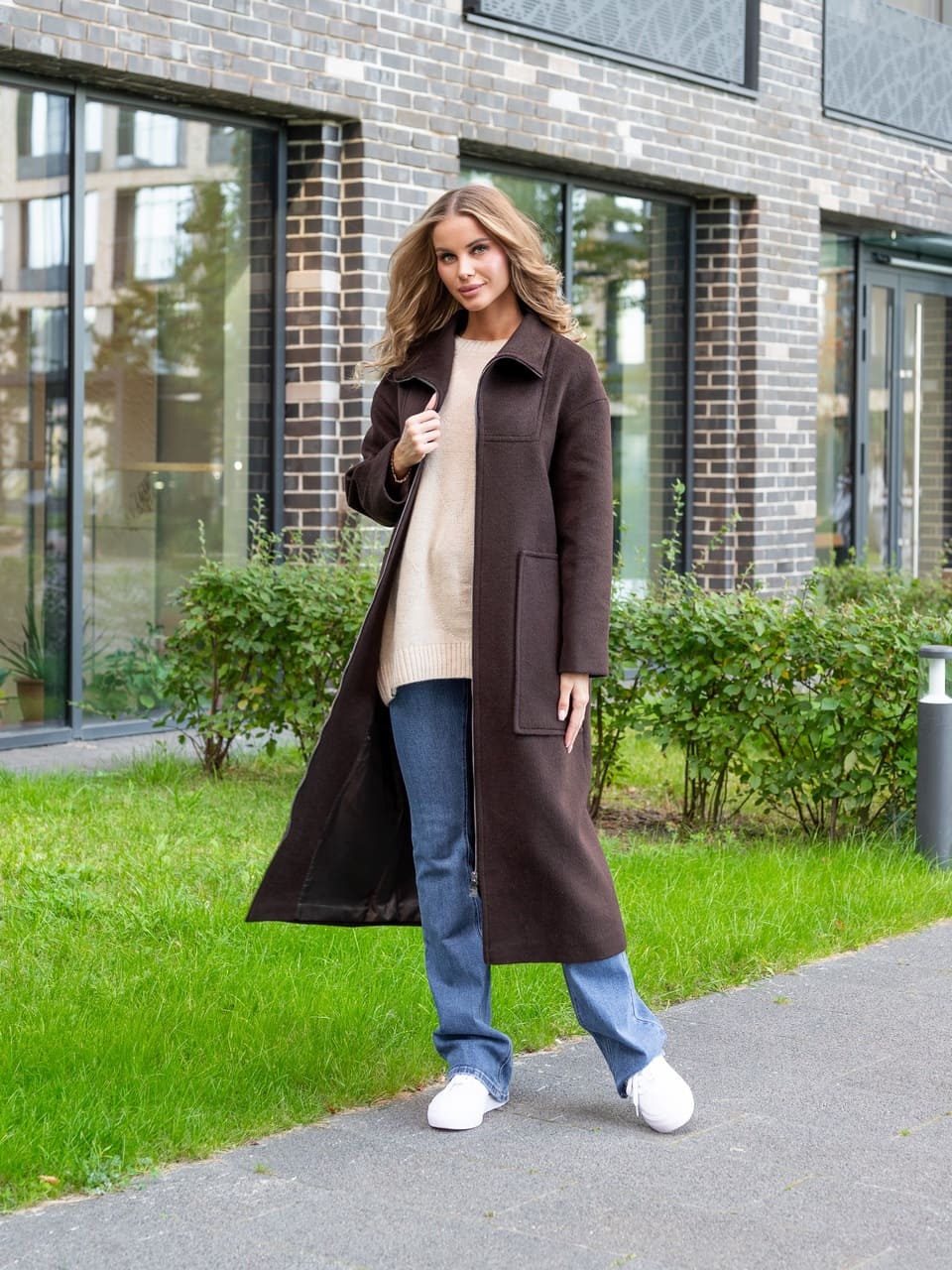 Пальто на молнии (Под заказ) (Шоколад, 46р.)