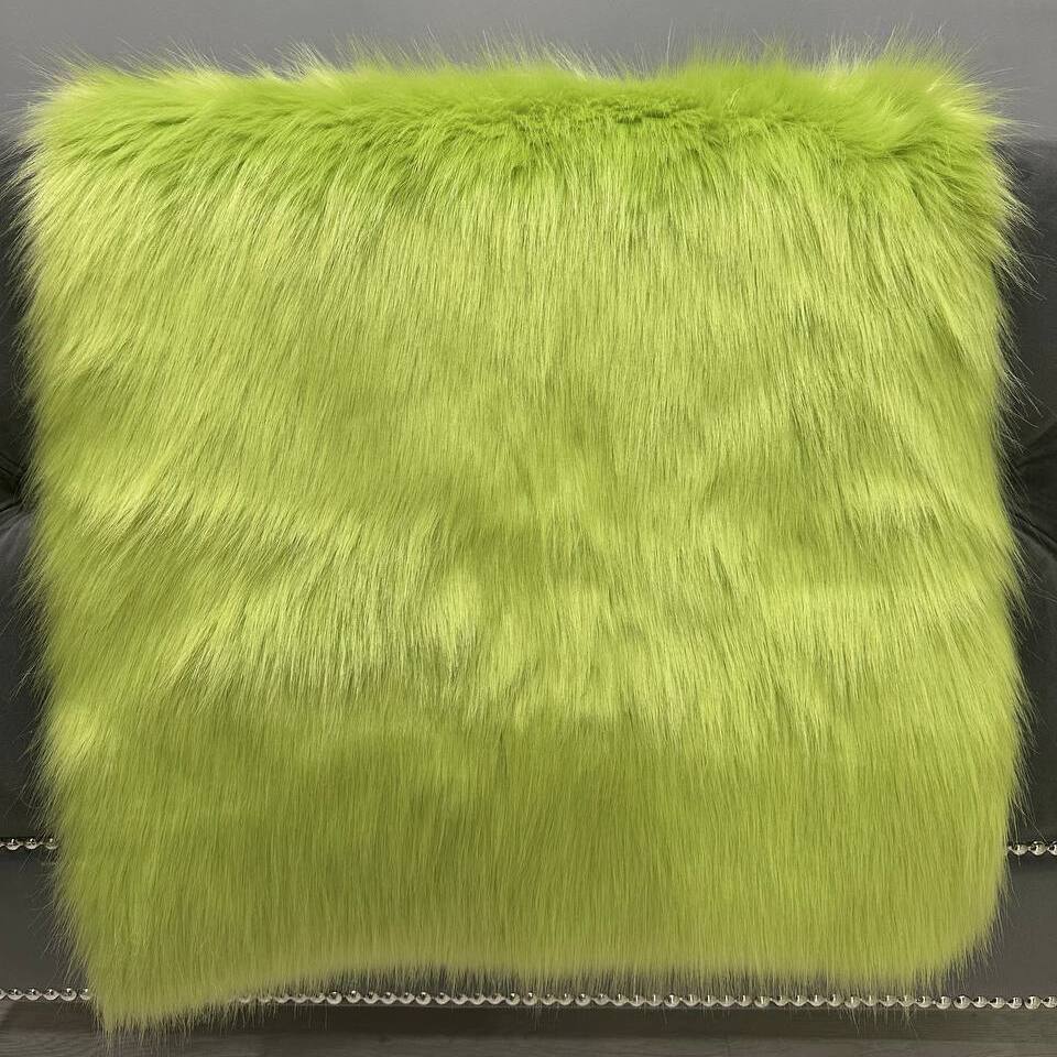 Мех искусственный Песец 4 см,отрез (Салатовый, 50х40)
