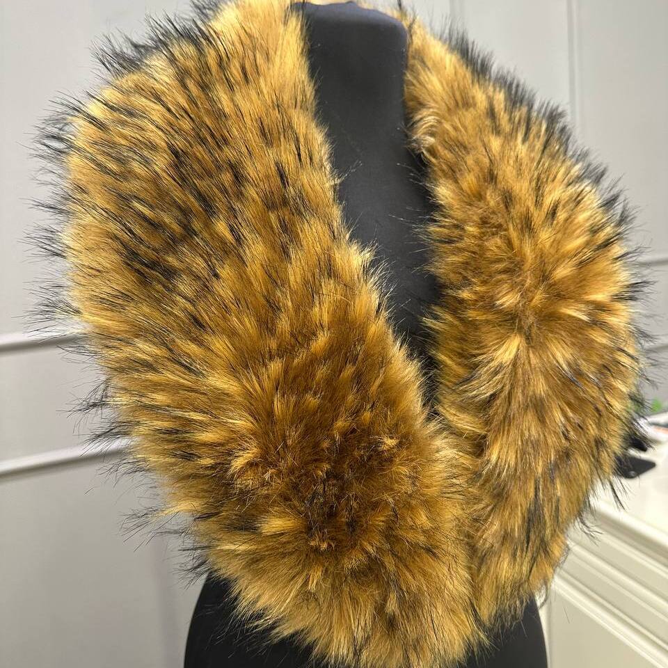 Воротник из искусственного меха Енот с подкладом (Натуральный, 110 см.)