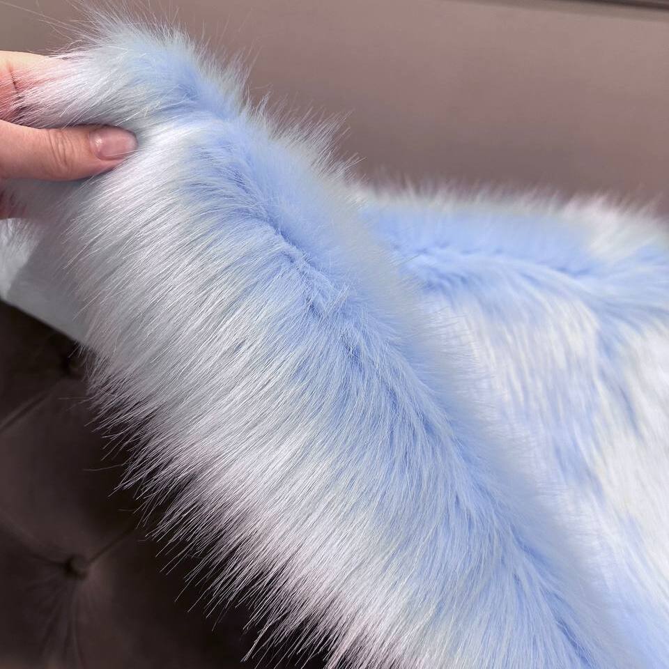 Мех искусственный Песец 4 см (пог.м) (Голубой)