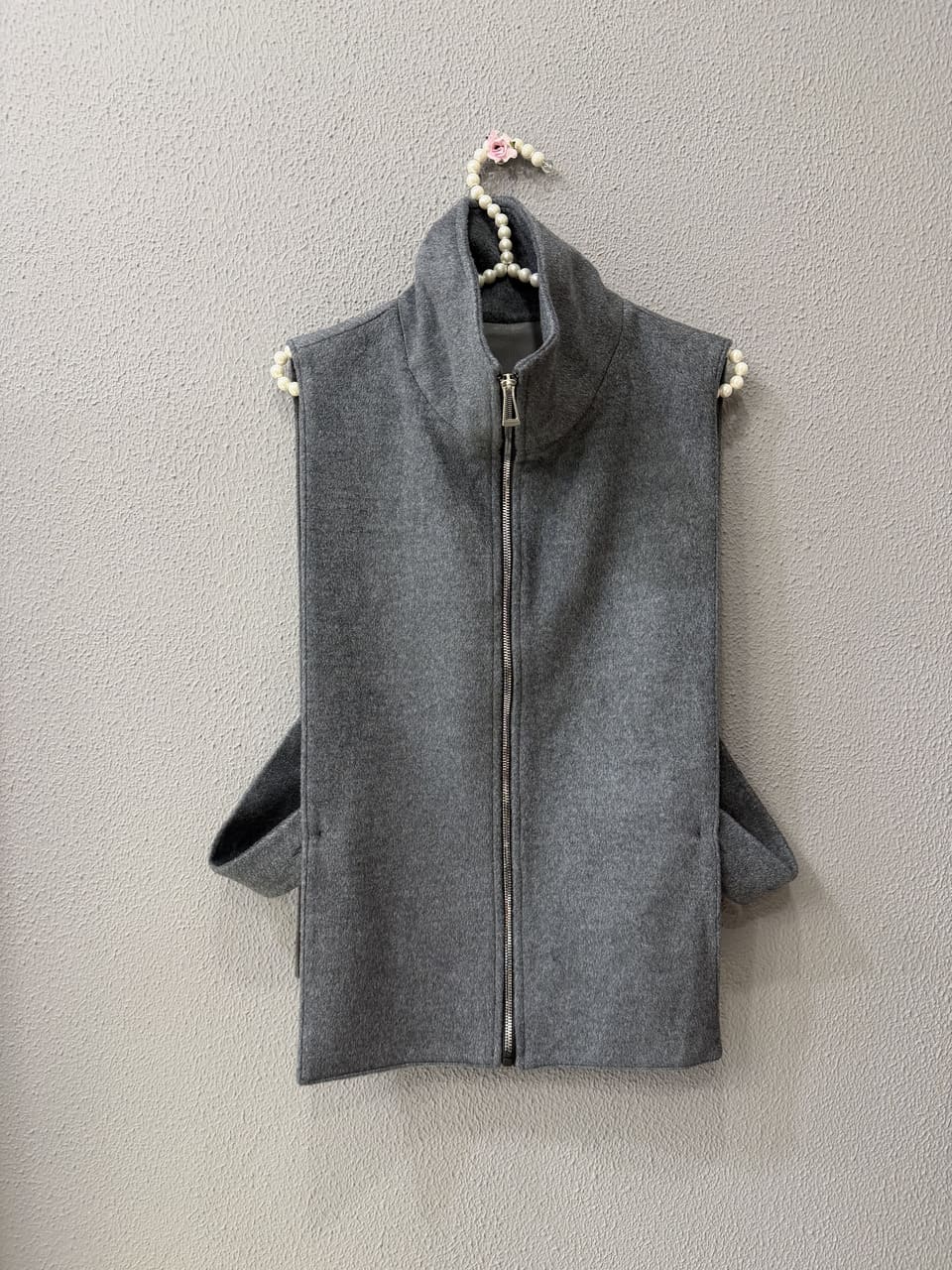 Пальто короткое с манишкой (Серый, 46)