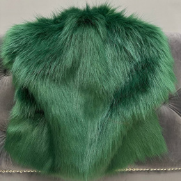 Мех искусственный Песец 4 см,отрез (Изумруд, 50х40)