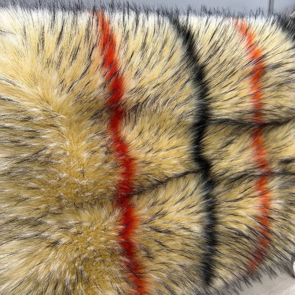 Мех искусственный Енот (пог.м) (Бежевый в полоску)