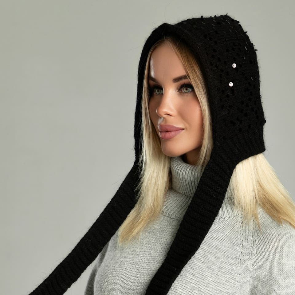 SALE Чепчики с королевскими пайетками (Черный)
