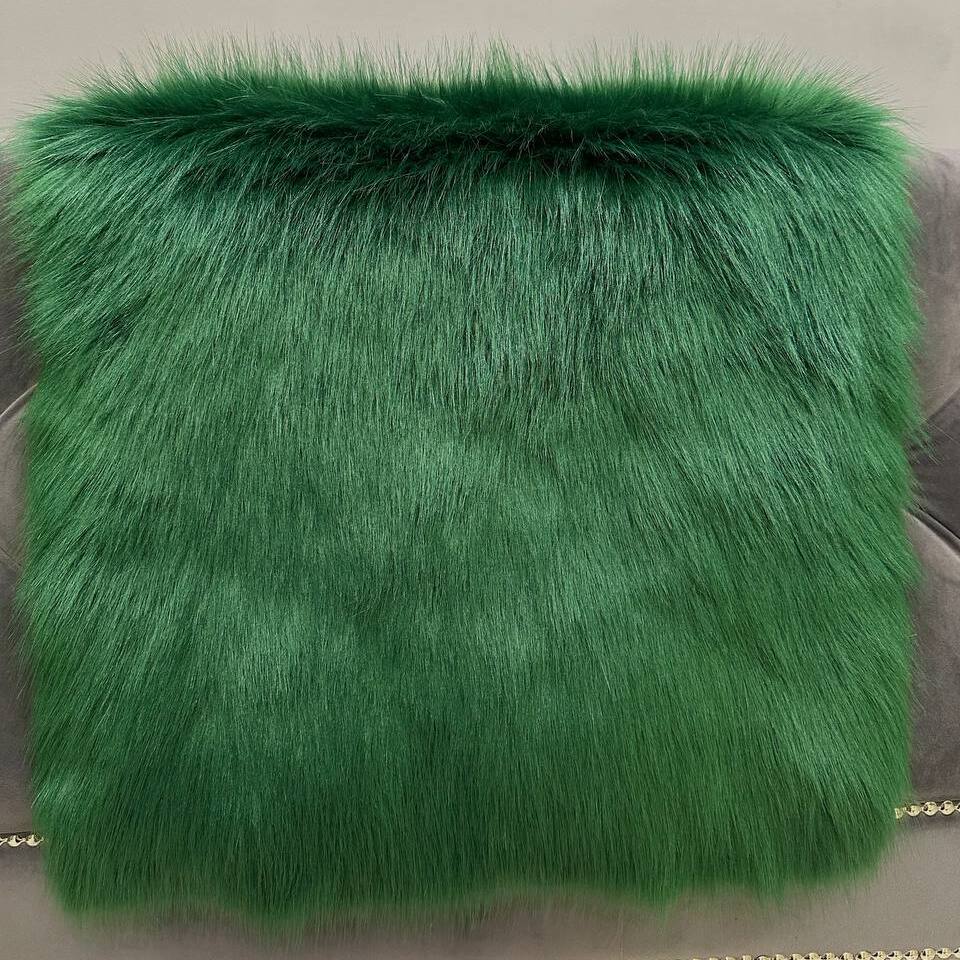 Мех искусственный Песец 4 см,отрез (Изумруд, 50х40)