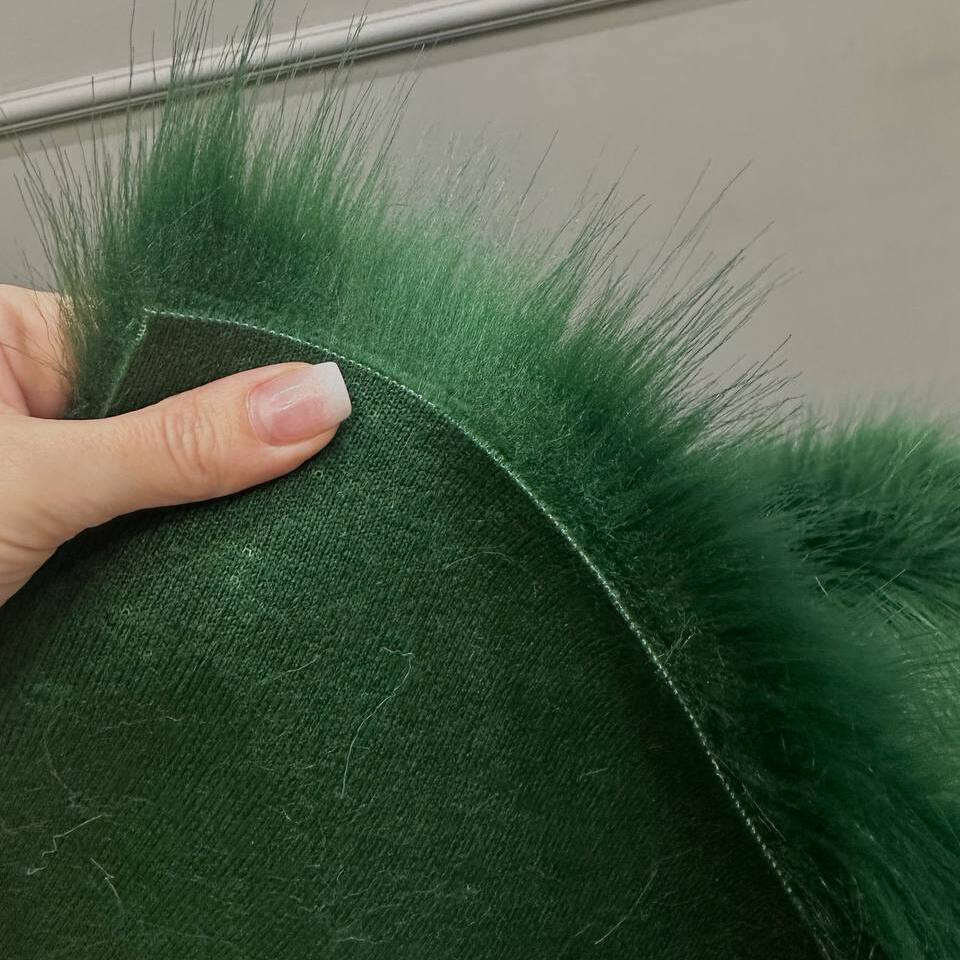 Мех искусственный Песец 4 см,отрез (Изумруд, 50х40)