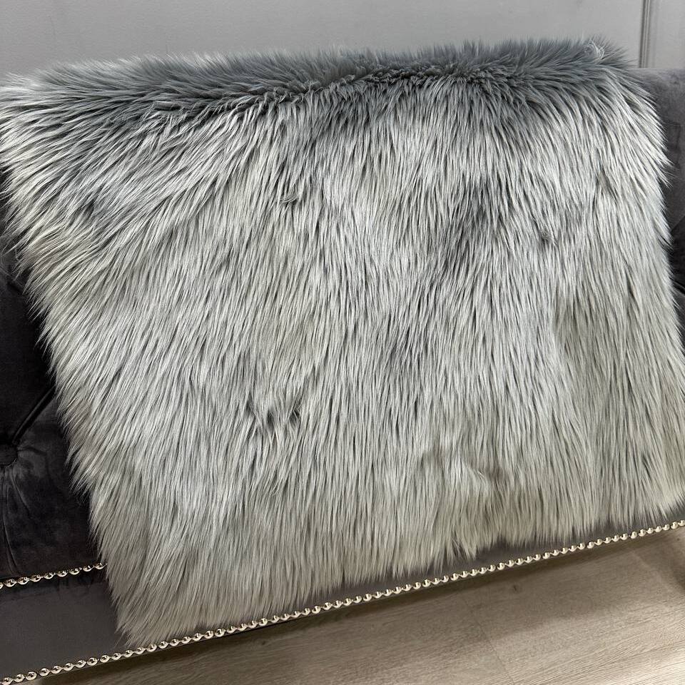 Мех искусственный Шаги, отрез (Серый, 50х160)