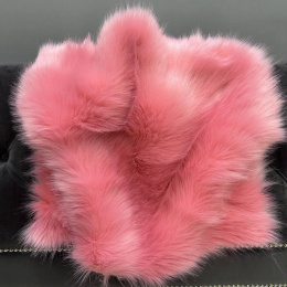 Мех искусственный Песец 6 см, отрез (Розовый, 25х25)