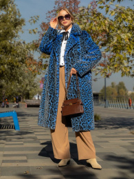 Экошуба из искусственного меха Tissavel Леопард (Синий, 48)