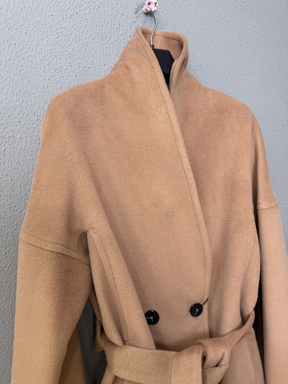 Пальто короткое с шалевым воротником (Бежевый, 52)