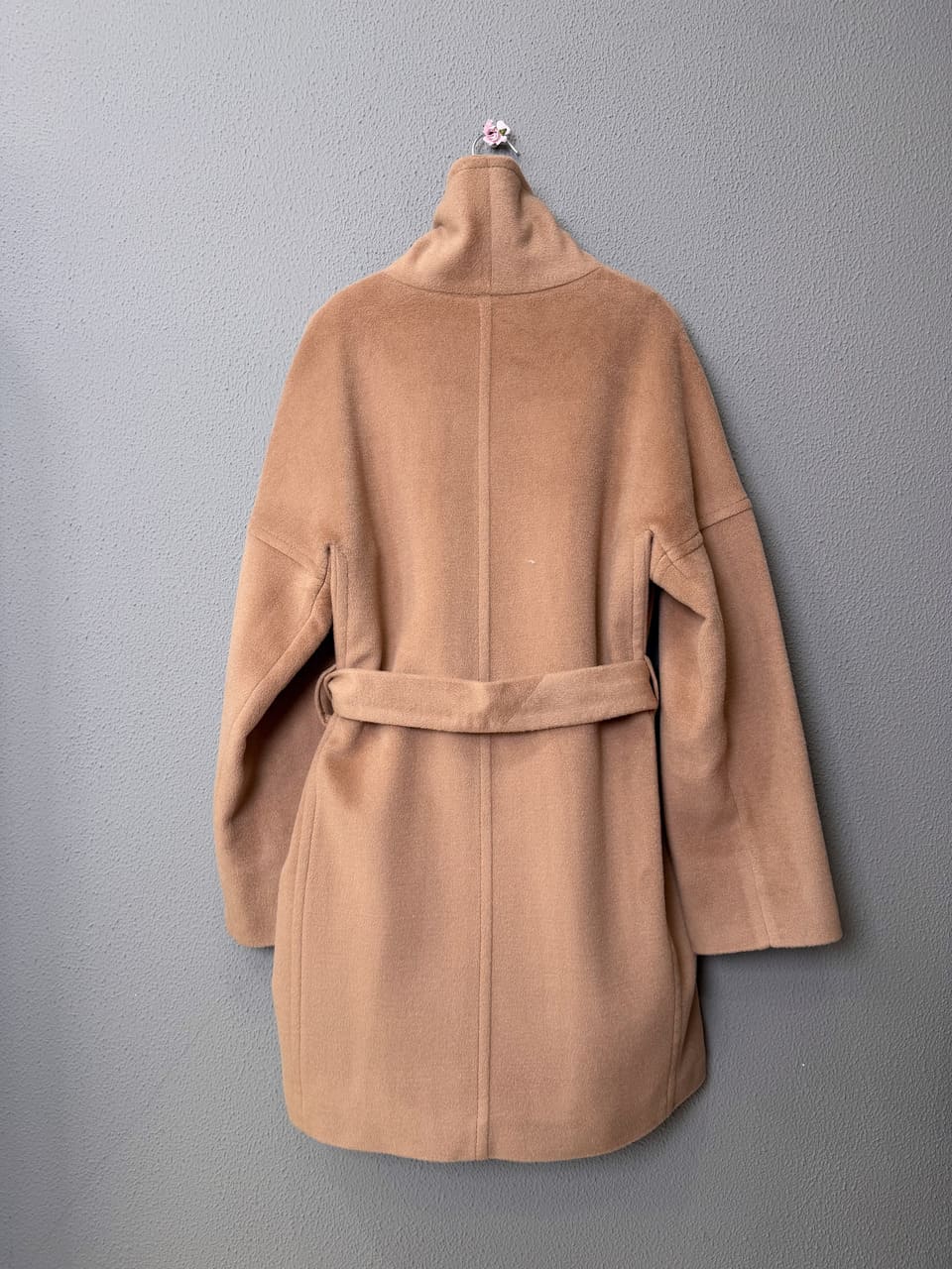 Пальто короткое с шалевым воротником (Бежевый, 52)