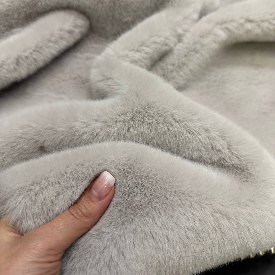 Мех искусственный Норка премиум, отрез (Платина, 50х40)