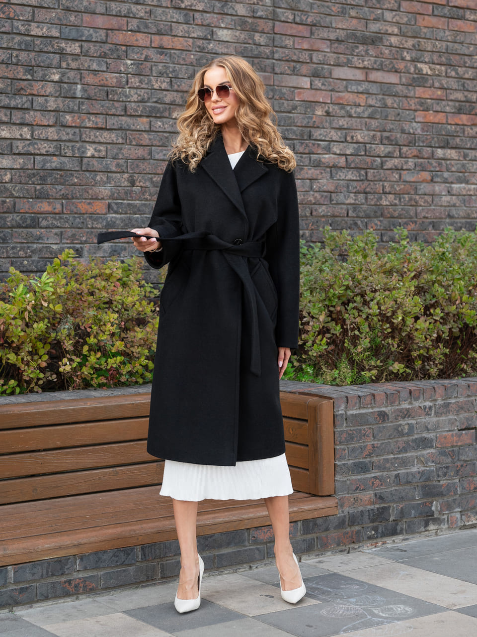 Пальто с английским воротником (Под заказ) (Черный, 44р.)