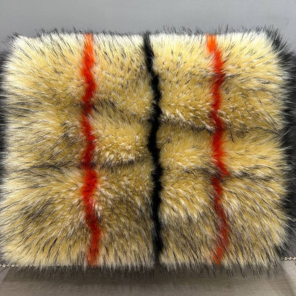 Мех искусственный Енот (пог.м) (Бежевый в полоску)