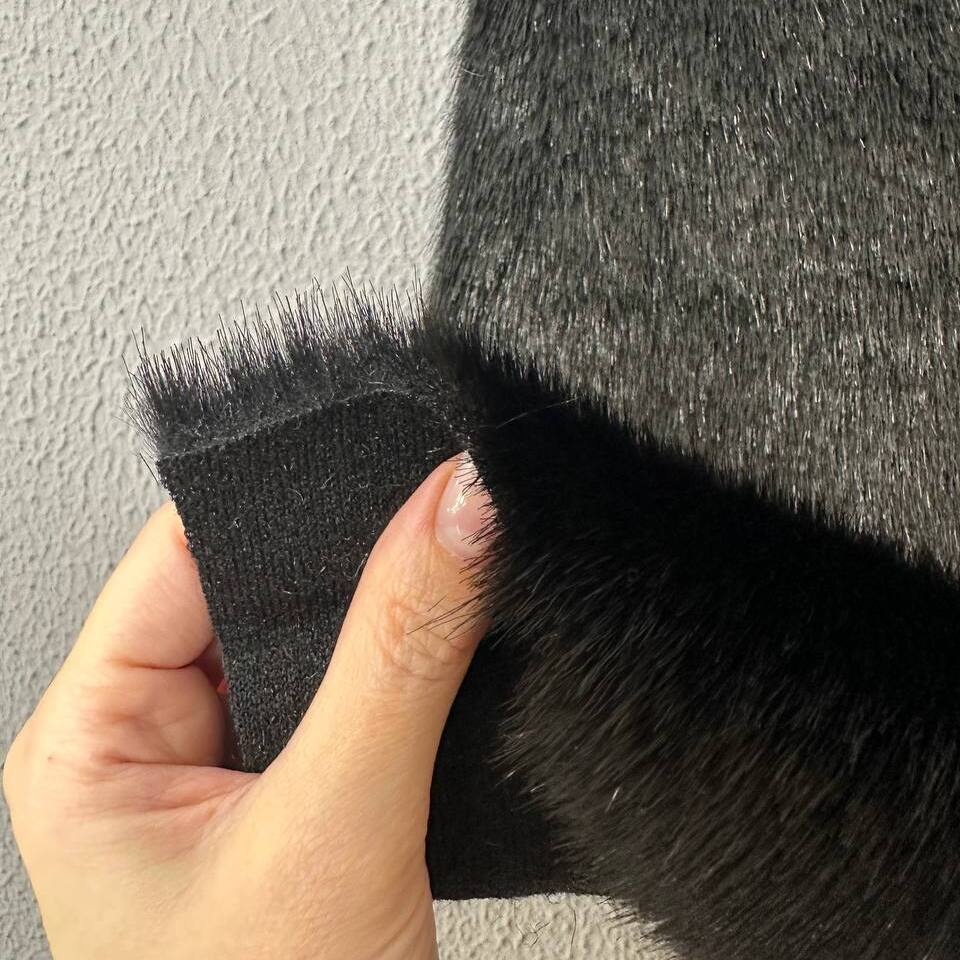 Мех искусственный Tissavel Норка, отрез (Черный, 50х147)