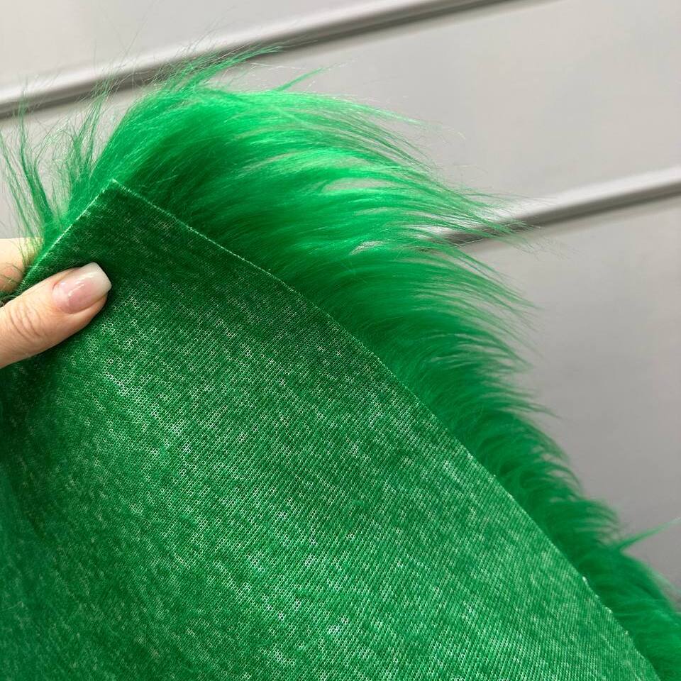 Мех искусственный Лама, отрез (Трава 50х40)