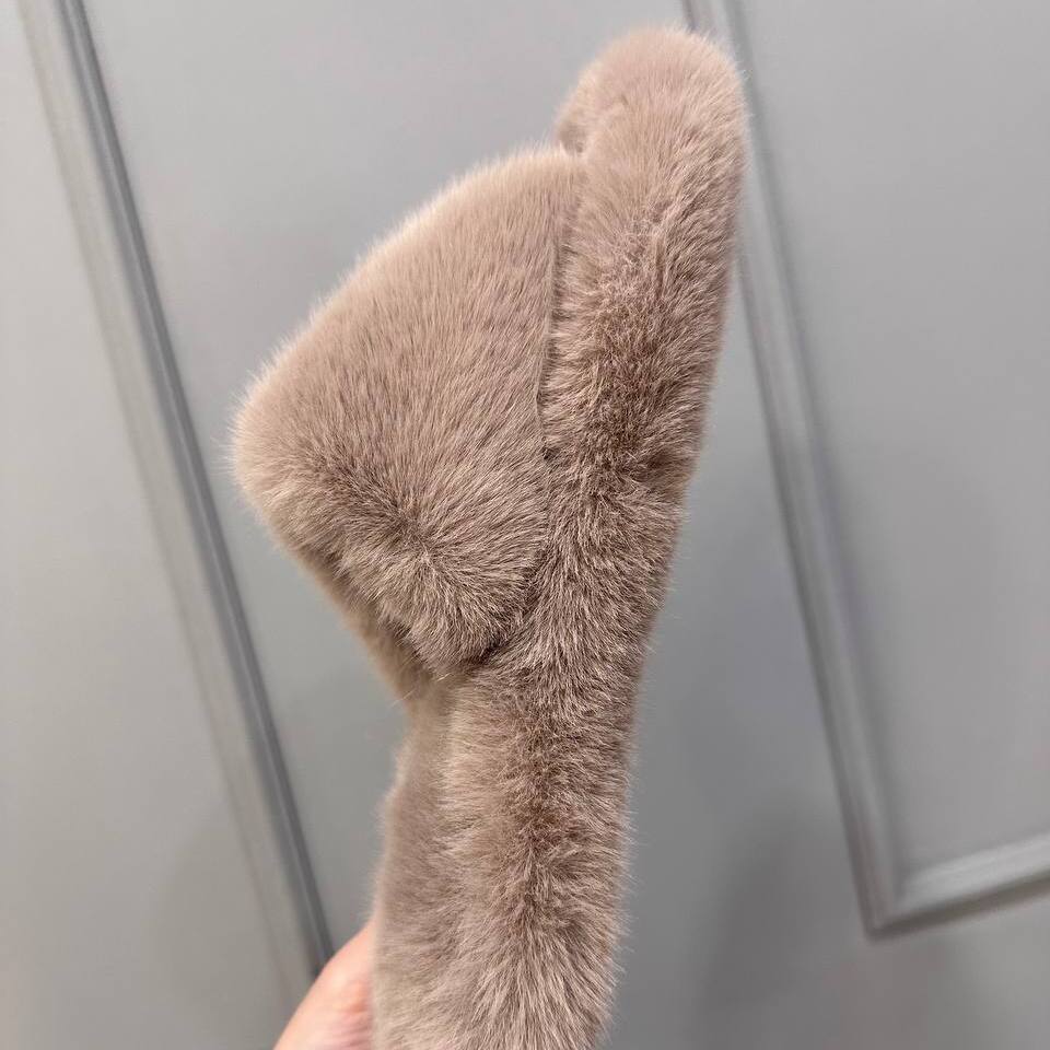 Тапочки из искусственного меха "Норка Премиум", с открытым носом (Коричневые, 43)