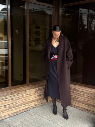 Пальто с шалевым воротником (Шоколад, 42р.)