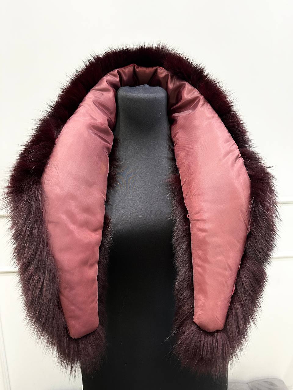 Воротник из натурального меха Песца (Бордовый, 95 см)