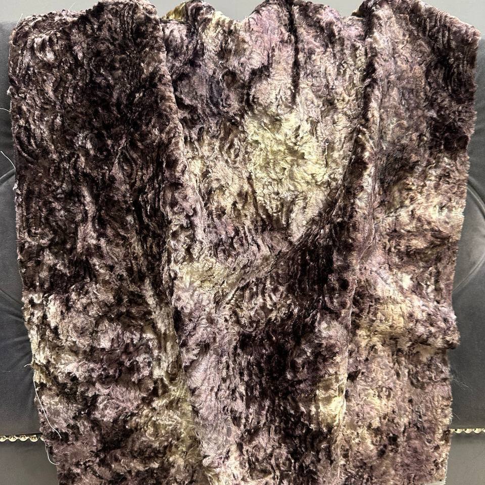 Мех искусственный Каракульча, желто-коричневый (отрез) (Желто-коричневый, 50х110)