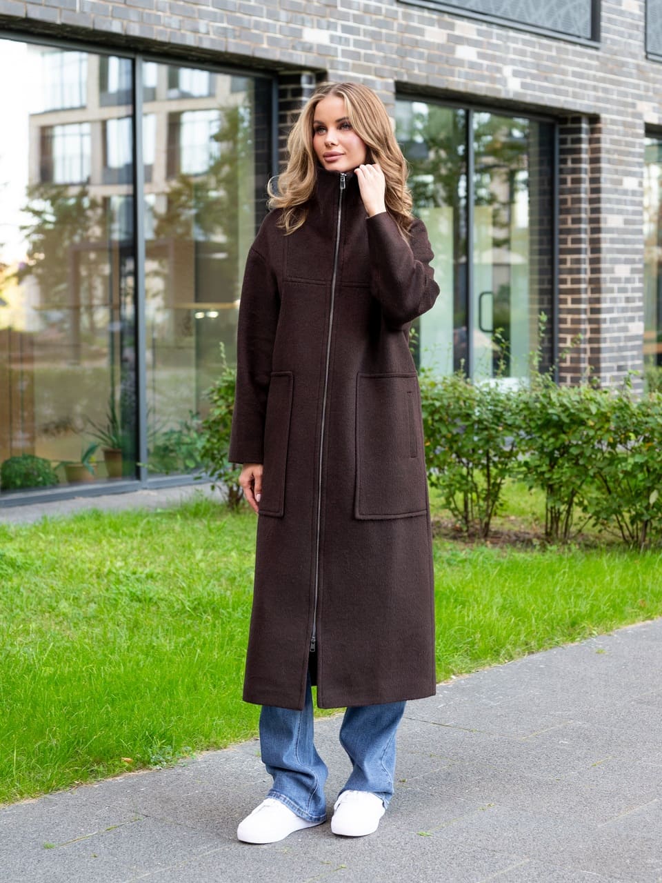 Пальто на молнии (Под заказ) (Шоколад, 46р.)
