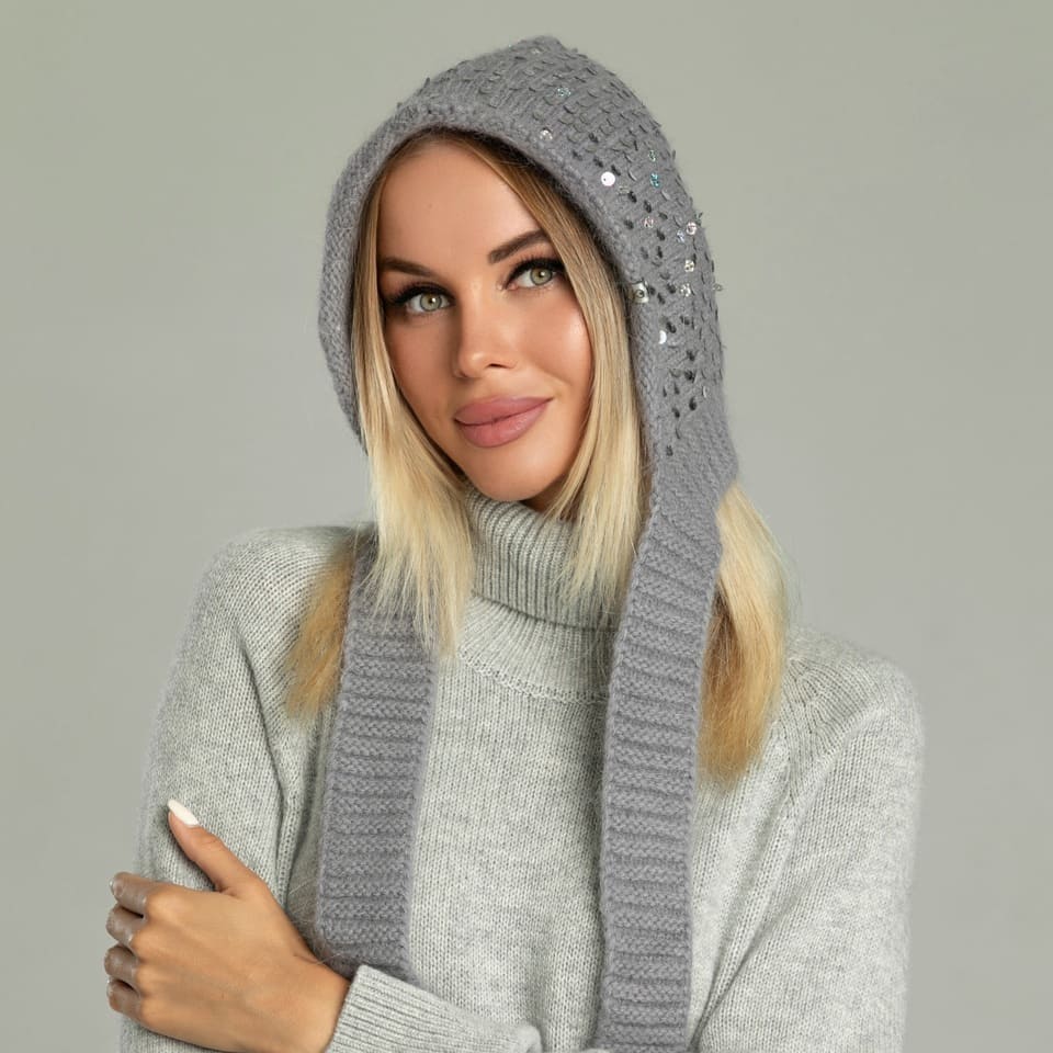 SALE Чепчики с королевскими пайетками (Серый)