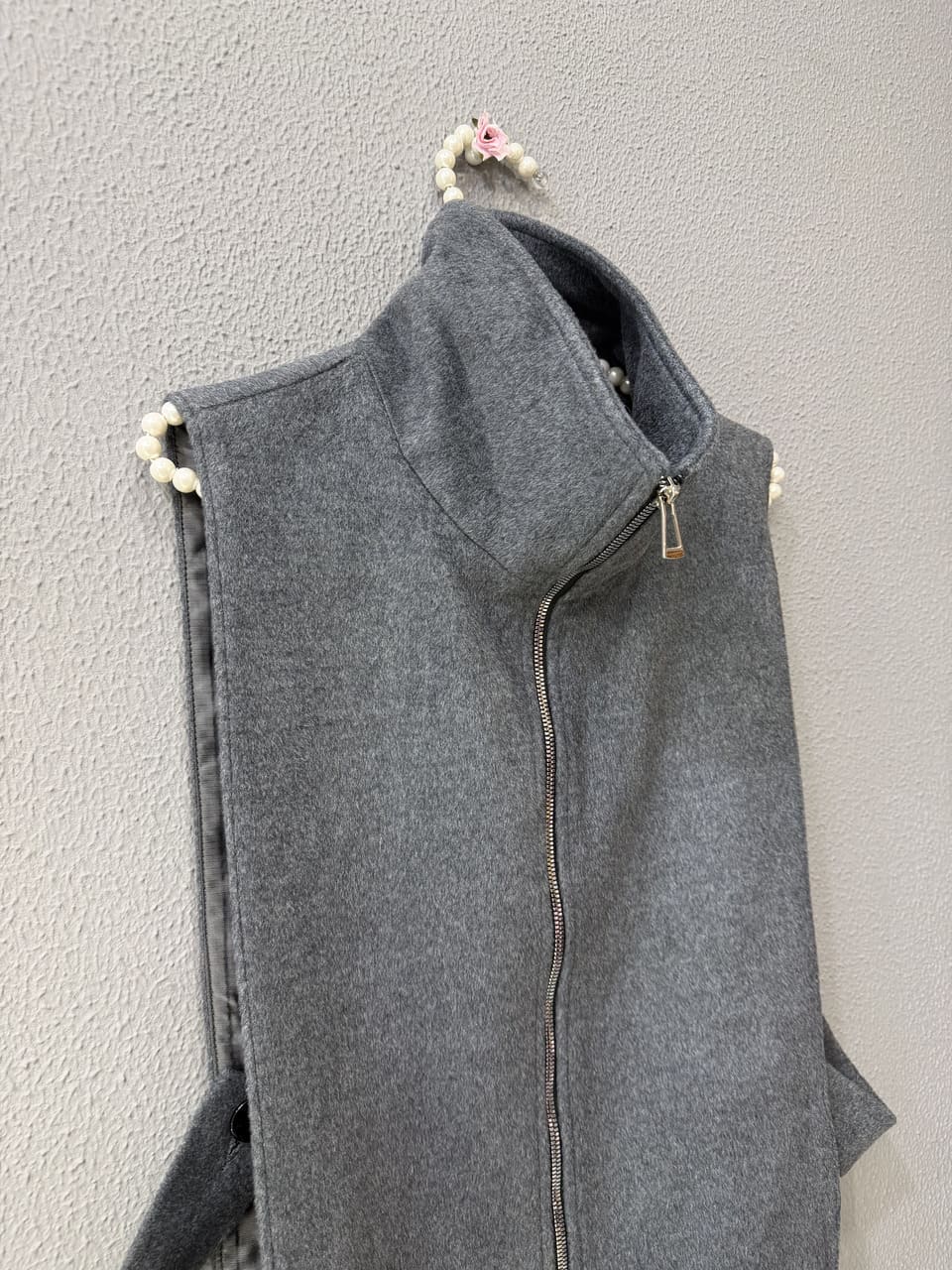 Пальто короткое с манишкой (Серый, 46)