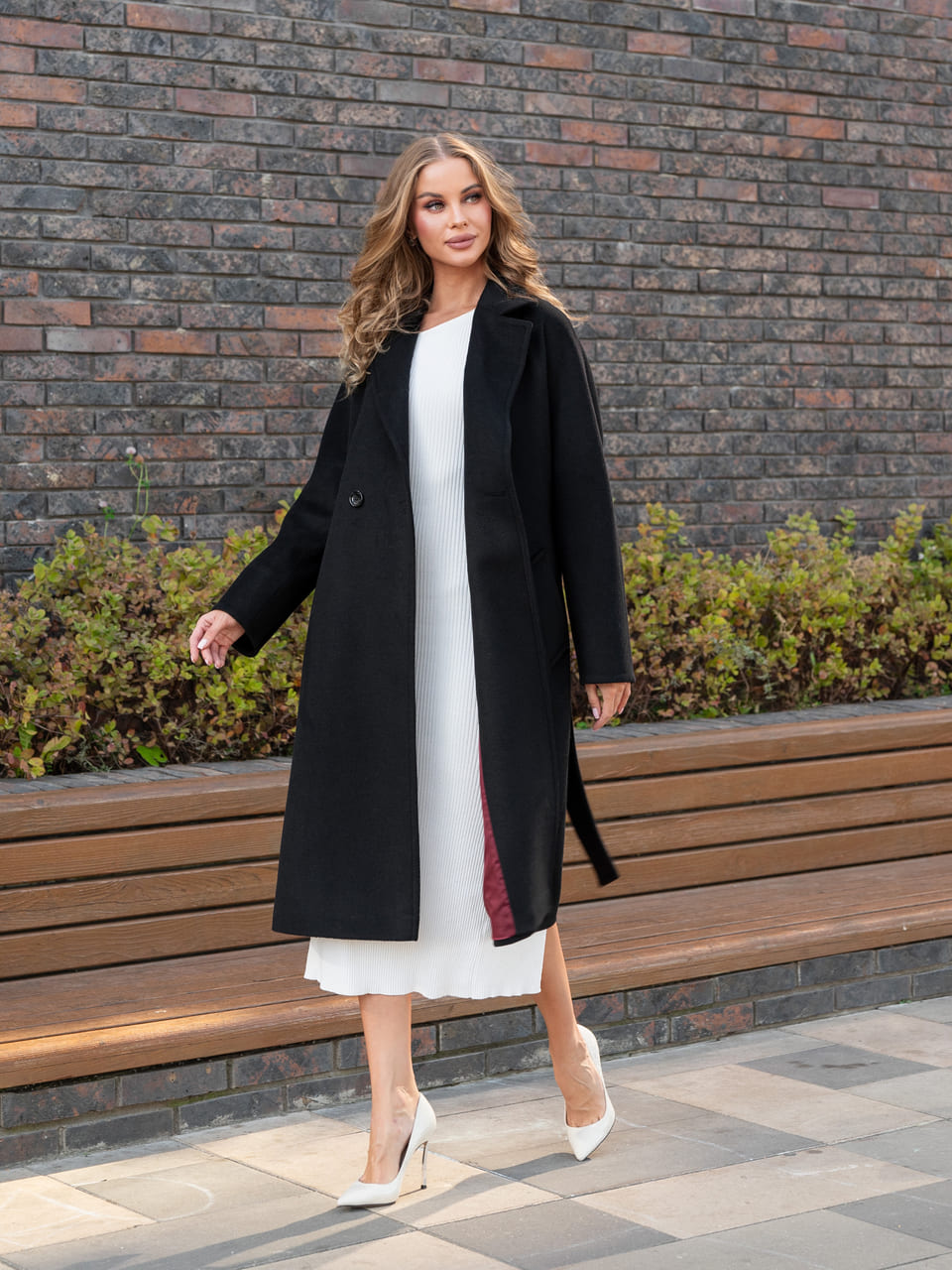 Пальто с английским воротником (Под заказ) (Черный, 44р.)