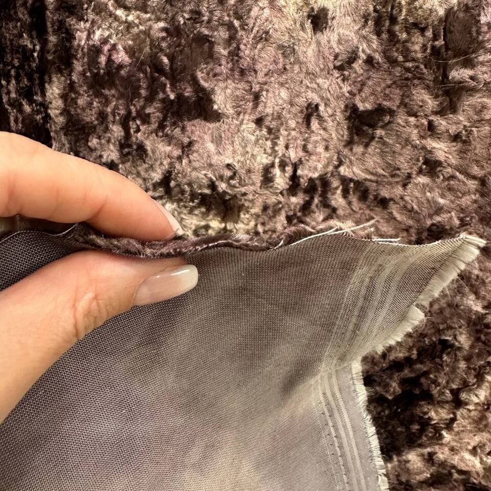 Мех искусственный Каракульча, желто-коричневый (отрез) (Желто-коричневый, 50х110)