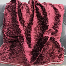 Мех искусственный Каракульча, бордовый (отрез) (Бордовый, 50х135)