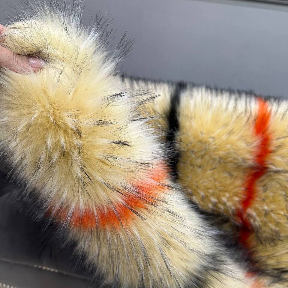 Мех искусственный Енот (пог.м) (Бежевый в полоску)