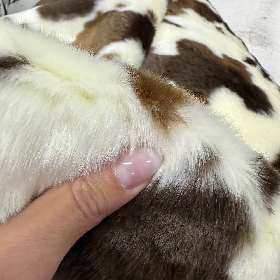 Мех искусственный Корова коричневый, отрез (Коричневый 50х160)