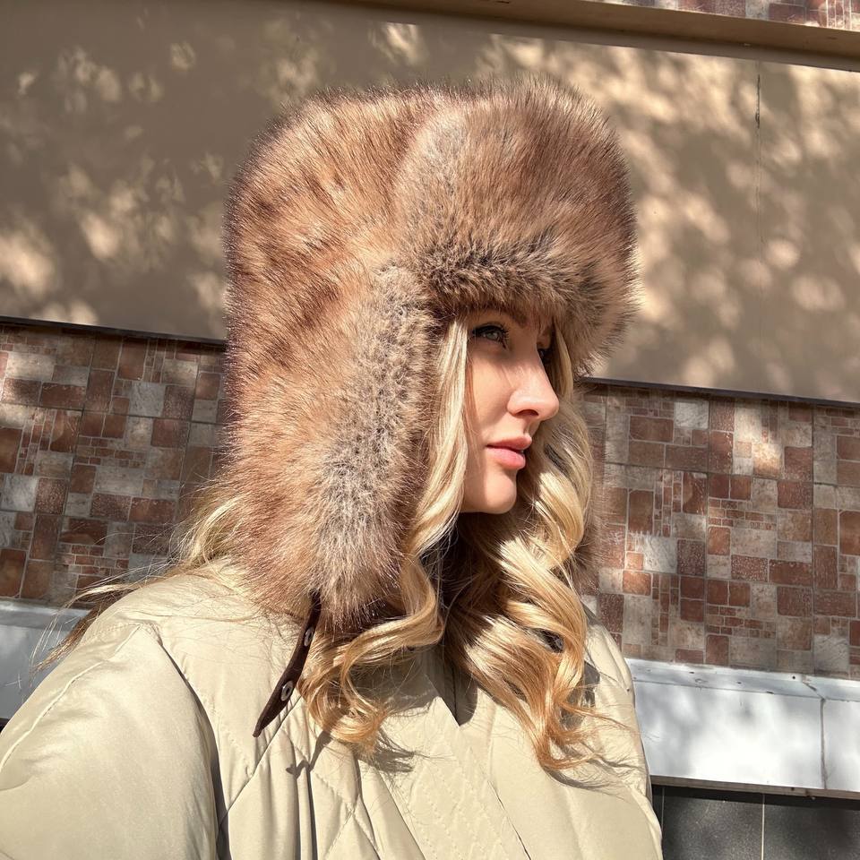 Шапка-ушанка из искусственного меха (Куница, 58-60)