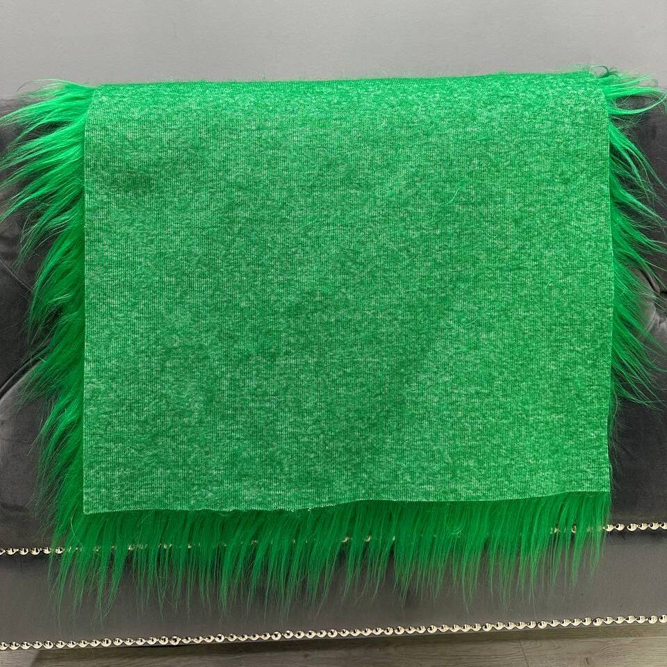 Мех искусственный Лама, отрез (Трава 50х40)