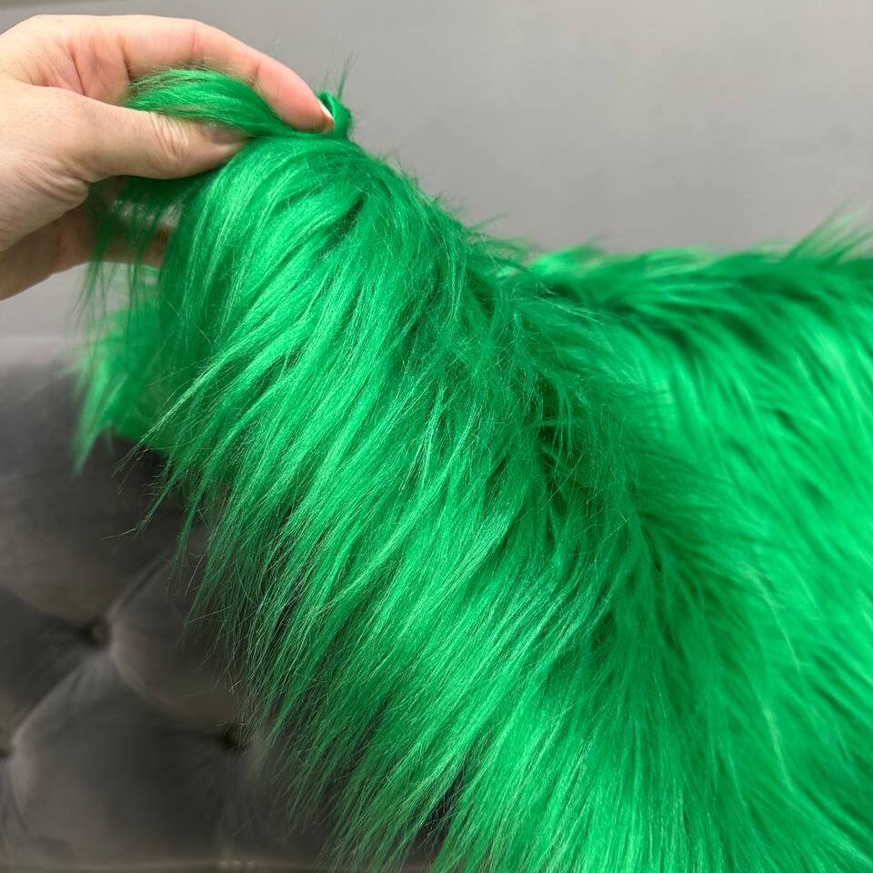 Мех искусственный Лама, отрез (Трава 50х40)