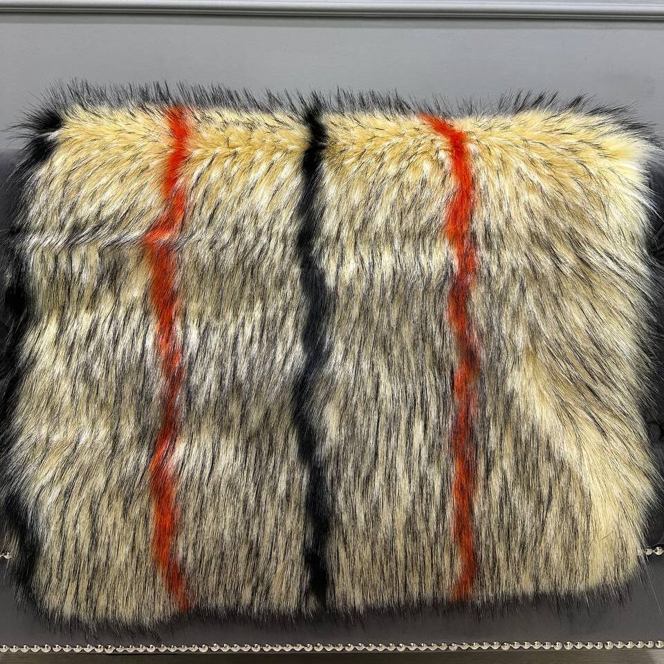 Мех искусственный Енот (пог.м) (Бежевый в полоску)