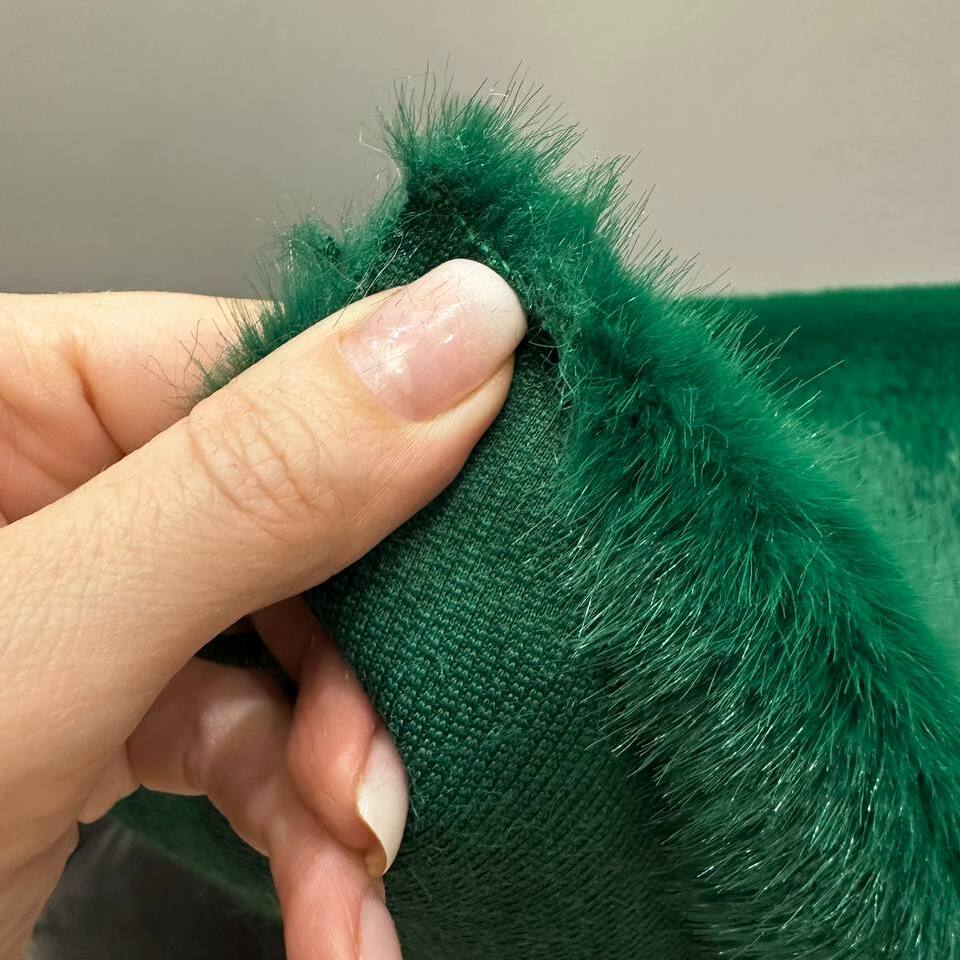 Мех искусственный Норка, отрез (Зеленый, 50х180)