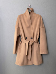 Пальто короткое с шалевым воротником (Бежевый, 52)