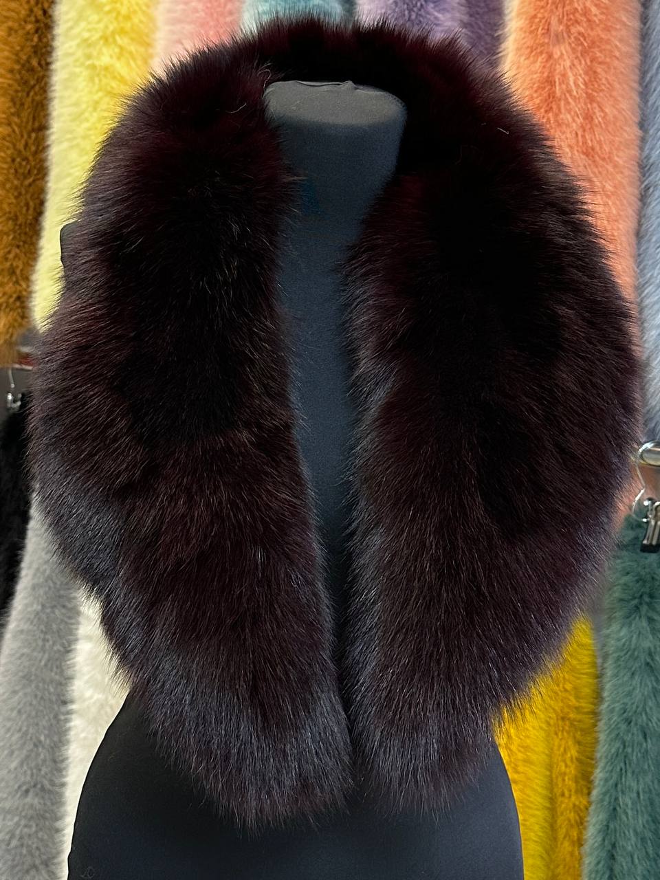 Воротник из натурального меха Песца (Бордовый, 95 см)