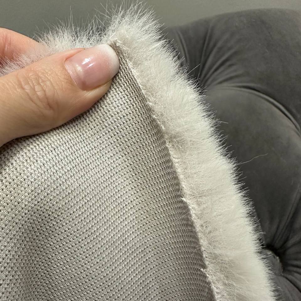 Мех искусственный Норка премиум, отрез (Платина, 50х40)