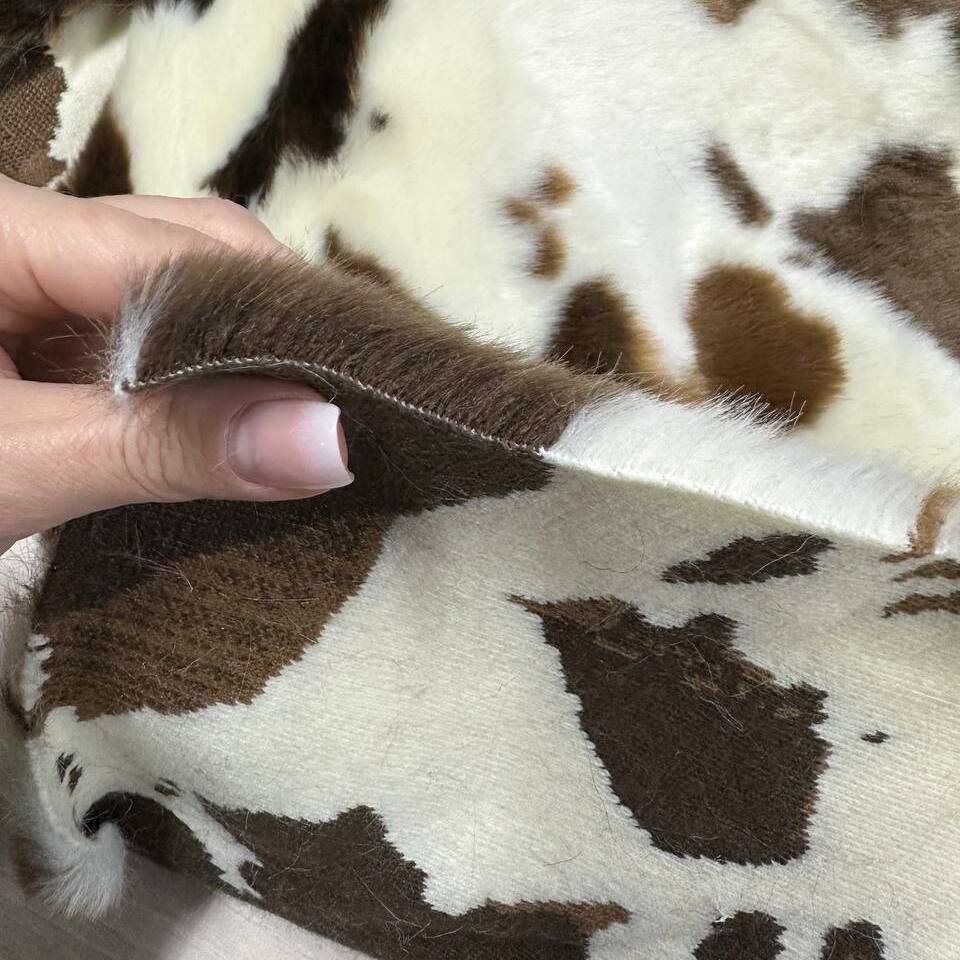 Мех искусственный Корова коричневый, отрез (Коричневый 50х160)