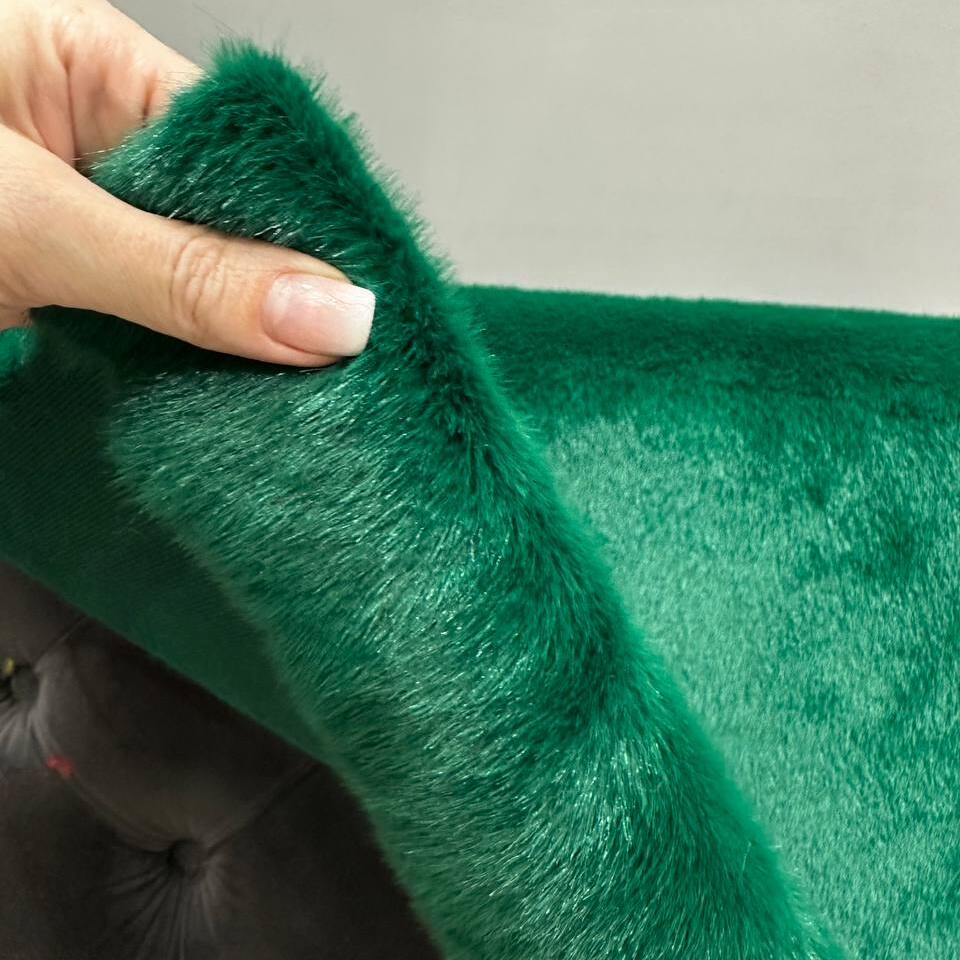 Мех искусственный Норка, отрез (Зеленый, 50х180)