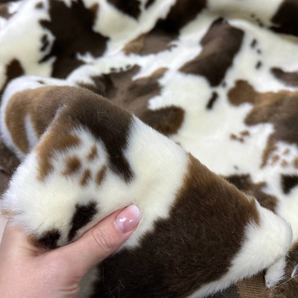 Мех искусственный Корова коричневый, отрез (Коричневый 50х160)