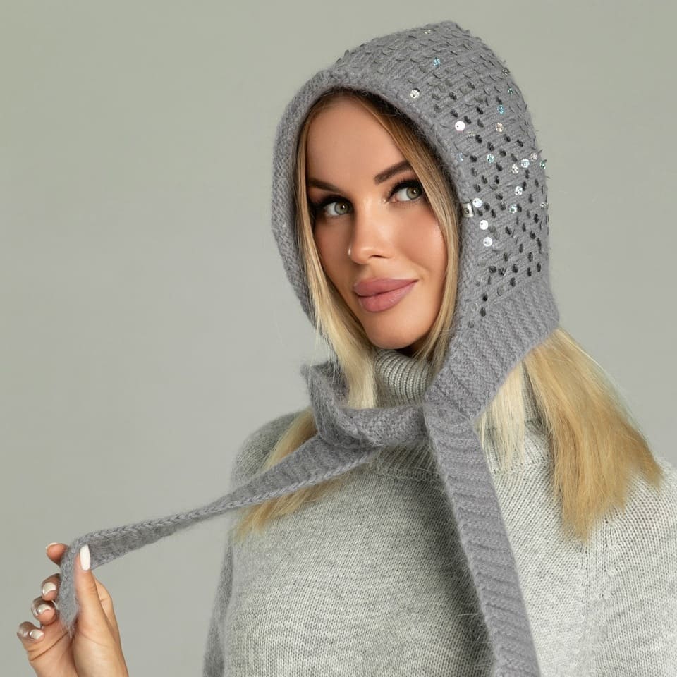 SALE Чепчики с королевскими пайетками (Серый)