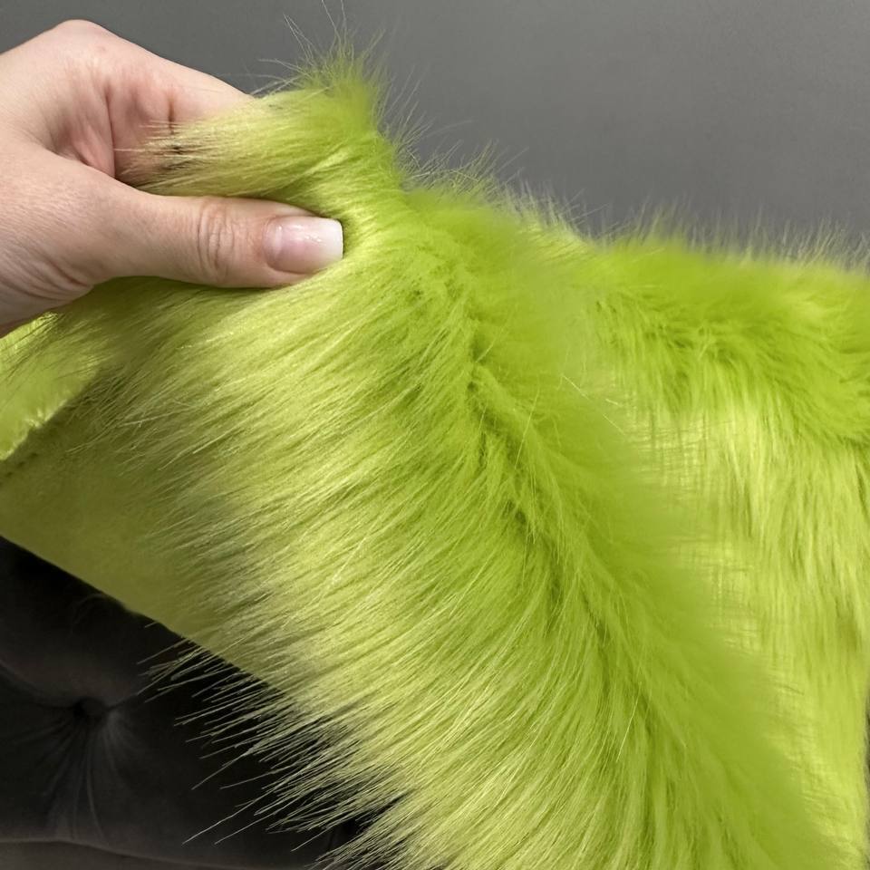 Мех искусственный Песец 4 см,отрез (Салатовый, 50х40)