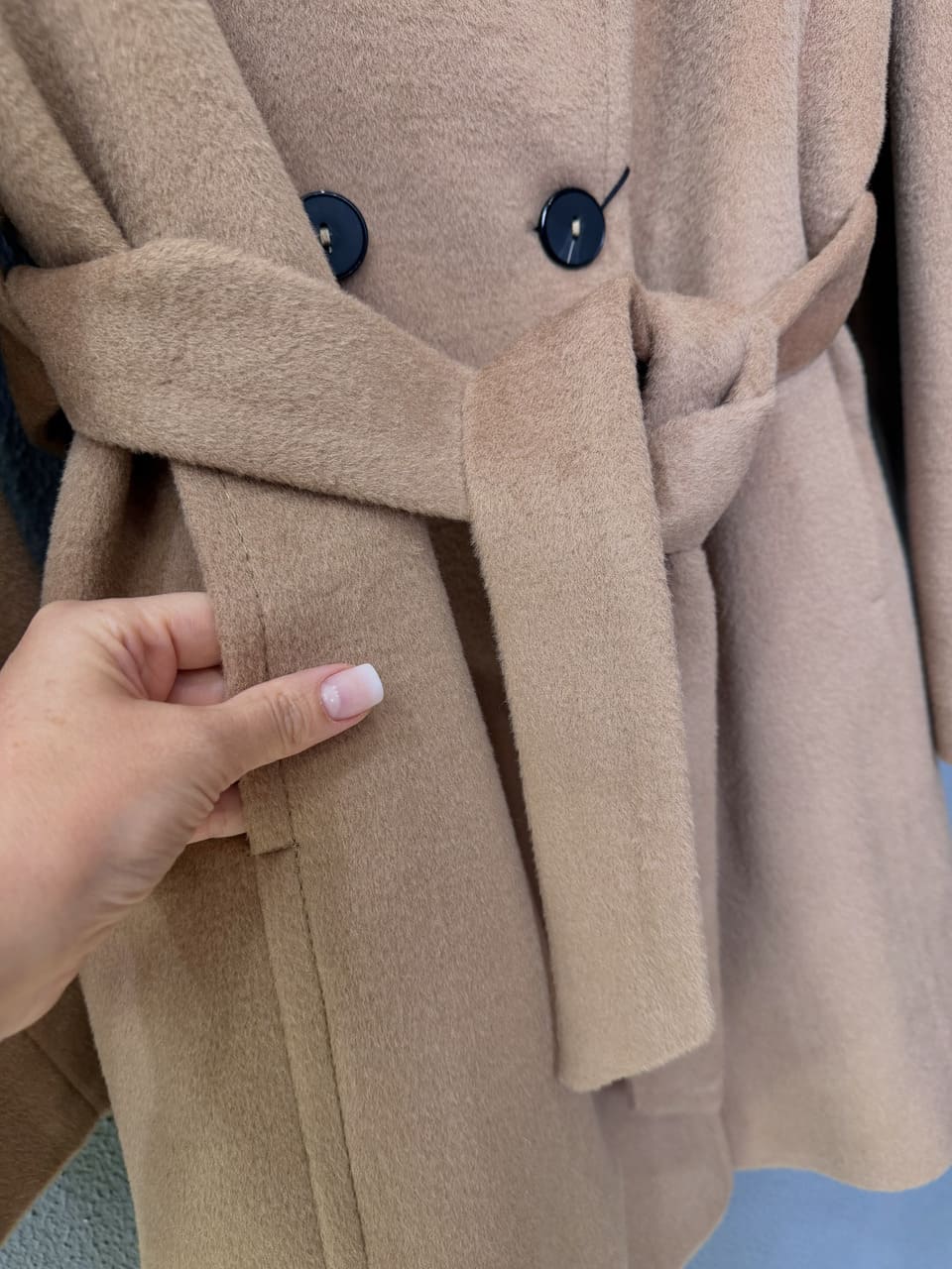 Пальто короткое с шалевым воротником (Бежевый, 52)