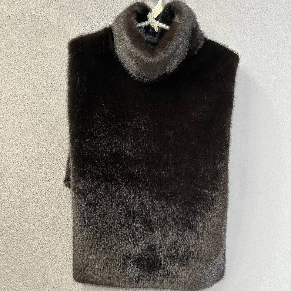 Меховая манишка женская (темный-шоколад)